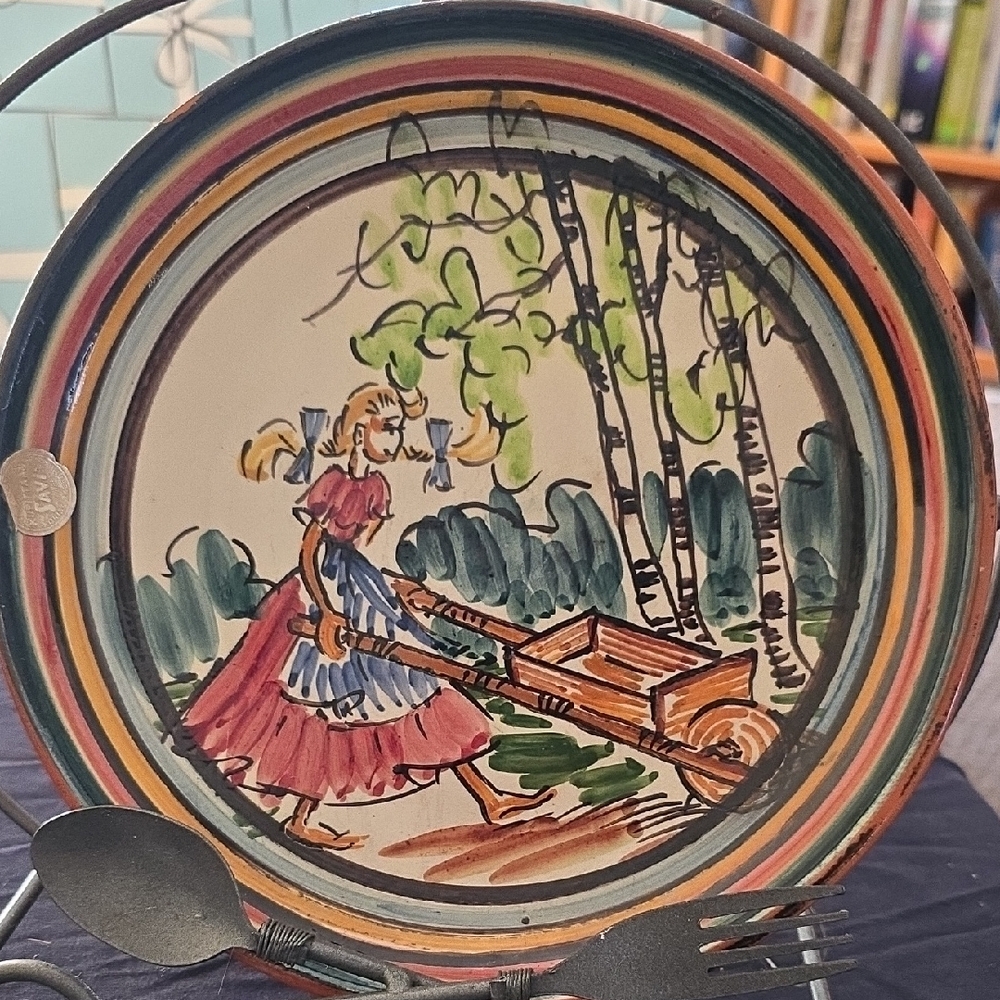 Hand-Painted Decorative Plate with Rustic Scene Savi Finland